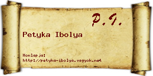 Petyka Ibolya névjegykártya